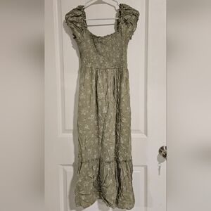 Aeropostale Olive Smocked Top